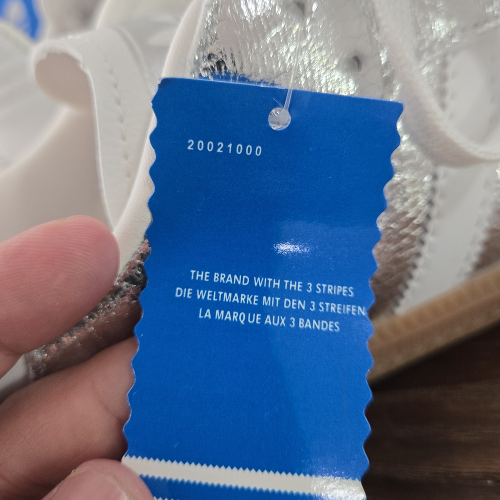 adidas Silver Metallic Leather Sneakers with Gum Sole - Picture 11 of 12